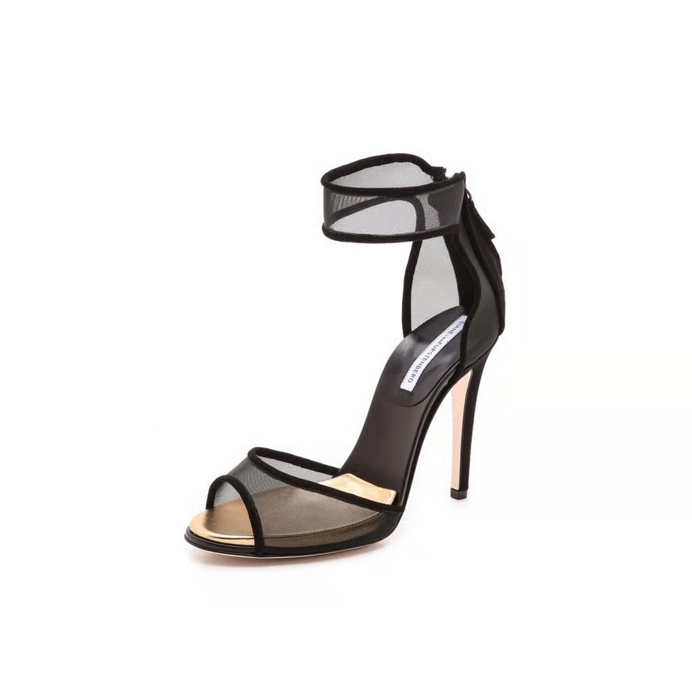 DVF Black Mesh Rae Sandals